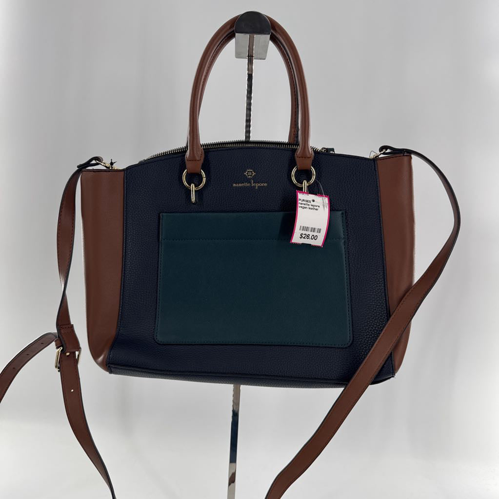 vegan leather colorblock handbag