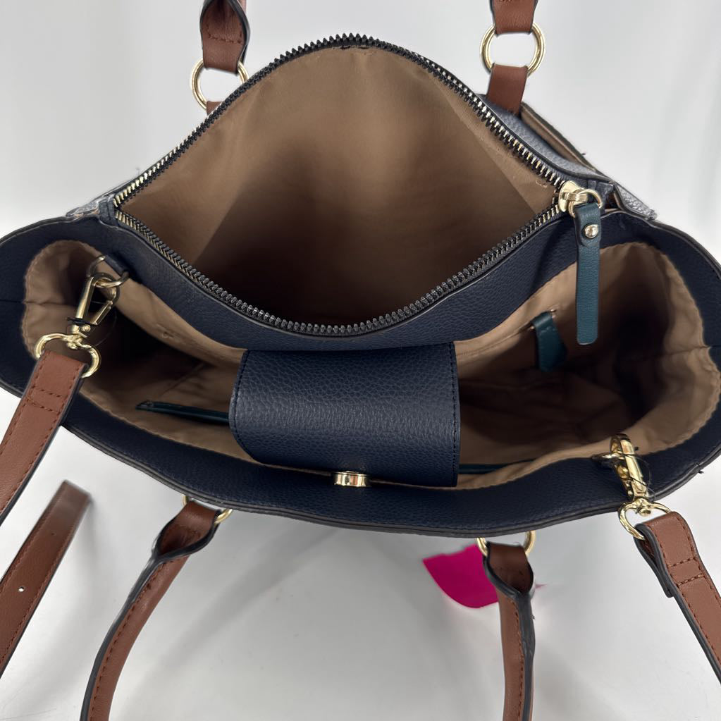 vegan leather colorblock handbag