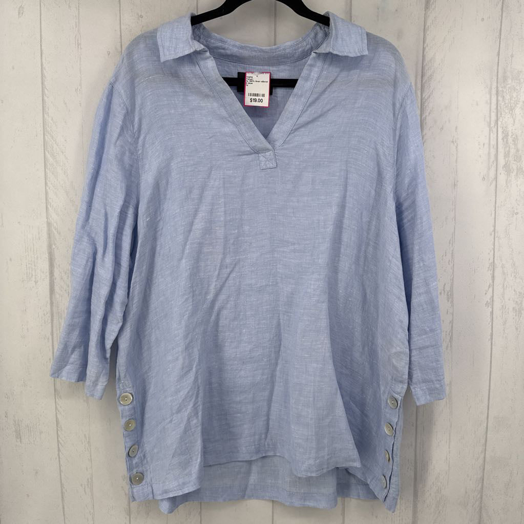 1x 100% linen elbow slv top