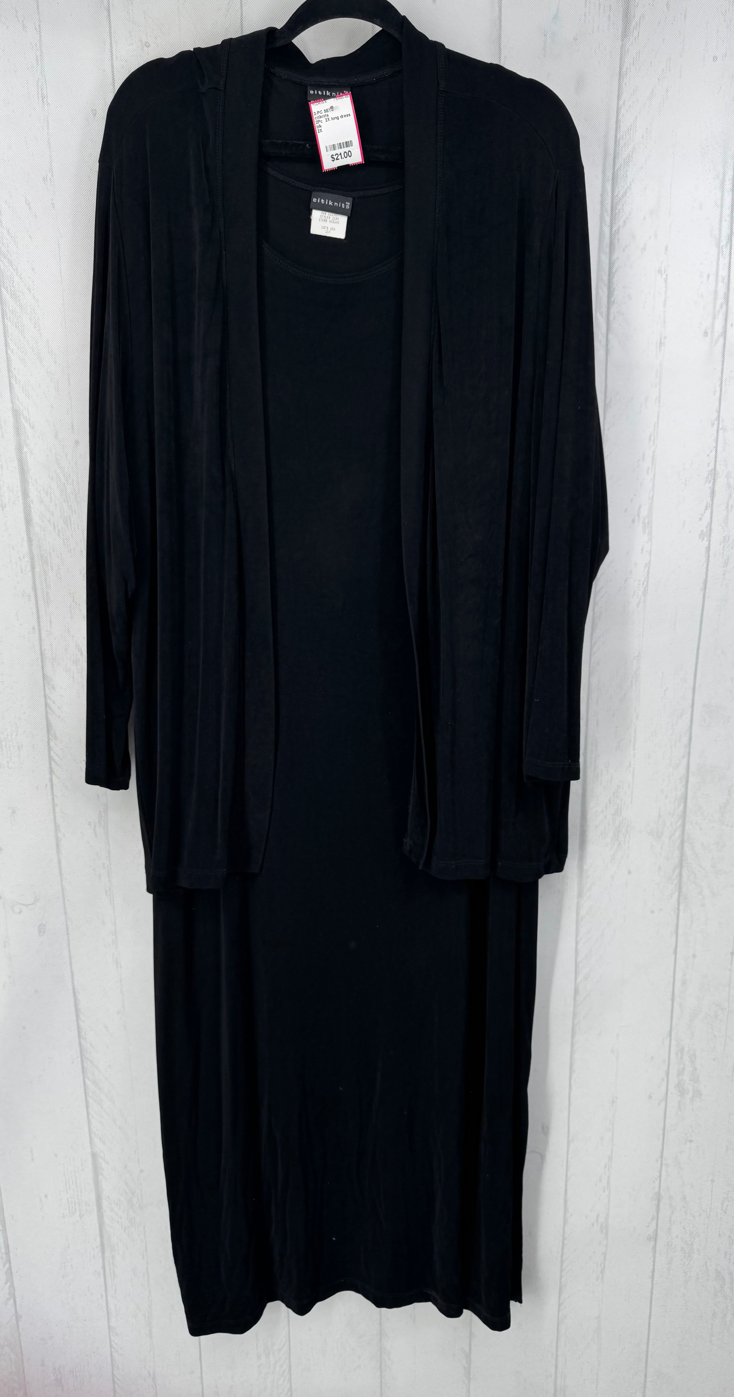 2Pc 2X long dress & cardi