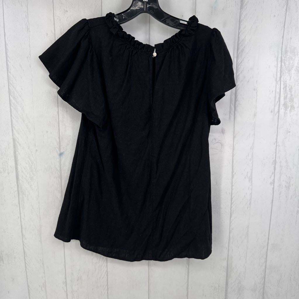 L s/s ruffle trim top