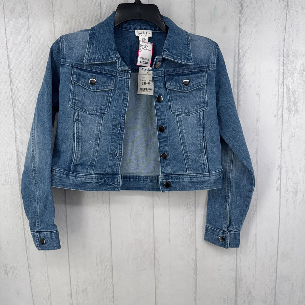 XS button l/s crop jean jacket