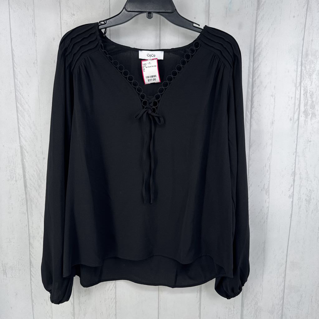 XL tie front l/s top