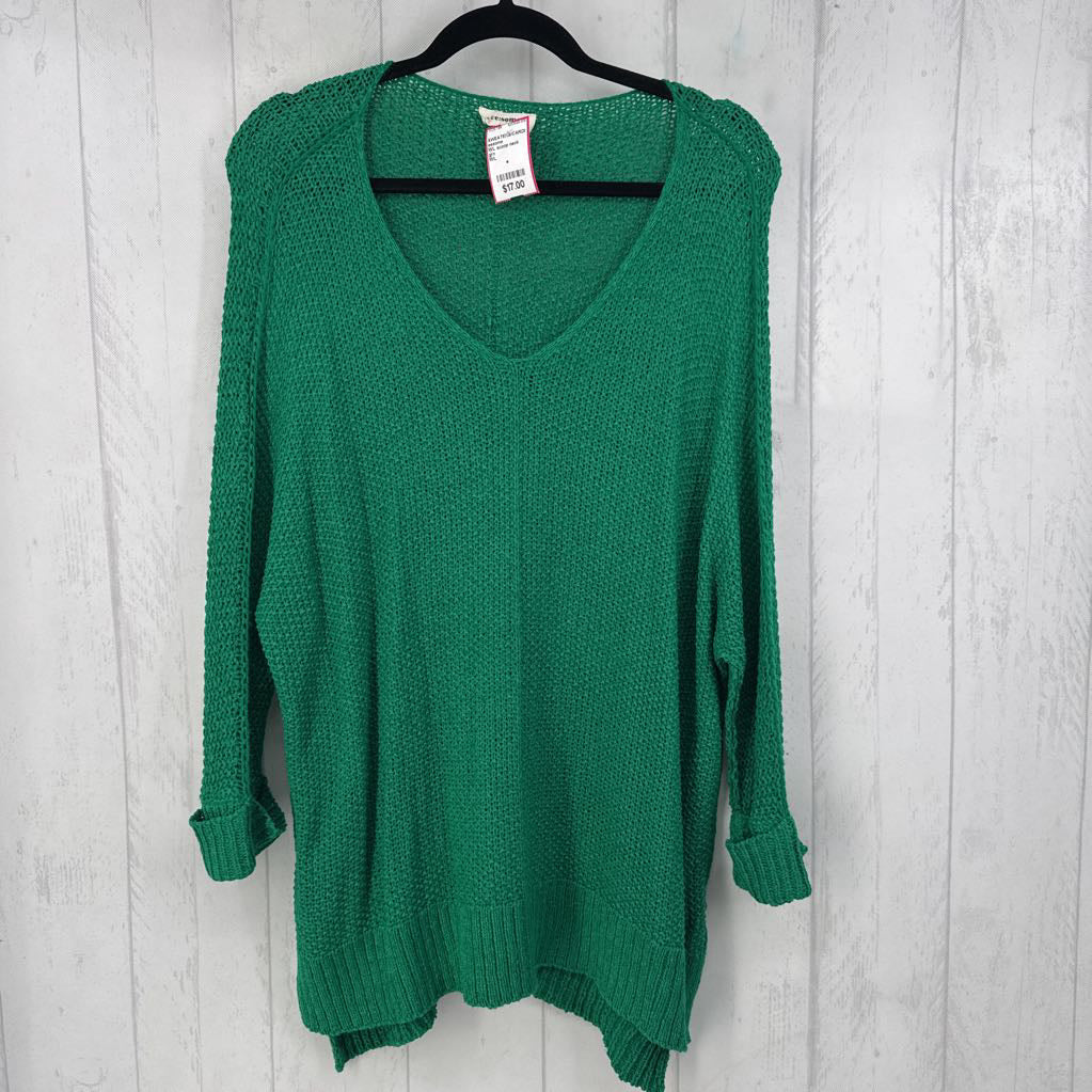 M/L scoop neck crochet sweater