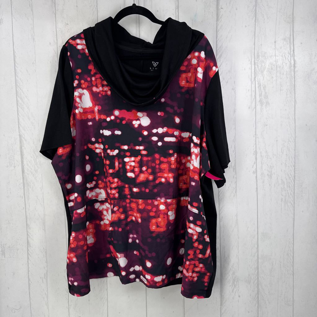 26/28 printed cowl neck s/s top