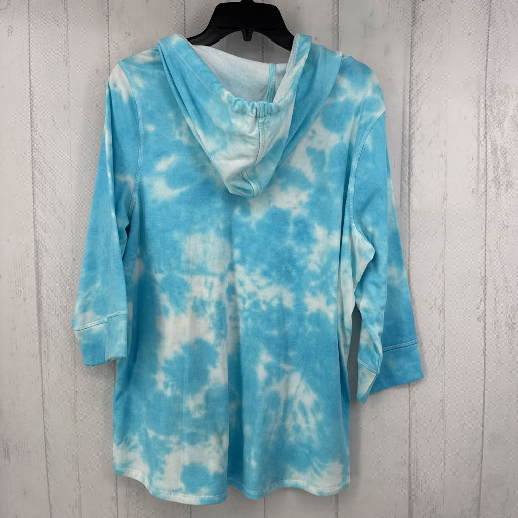 M tie-dye 3/4 slv top w/hood