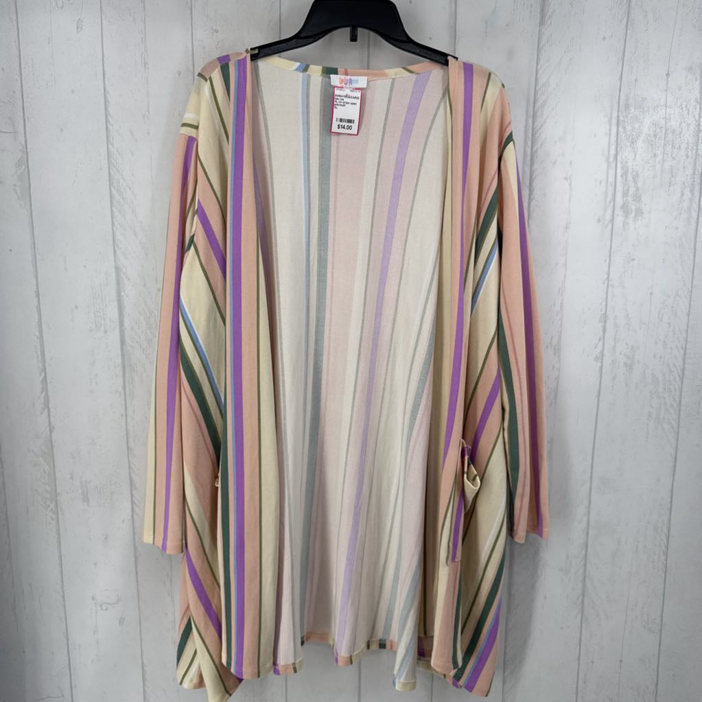 XL l/s stripe open cardigan