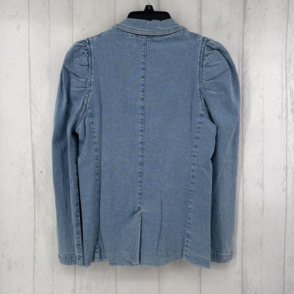 M l/s puff slv button jean blazer