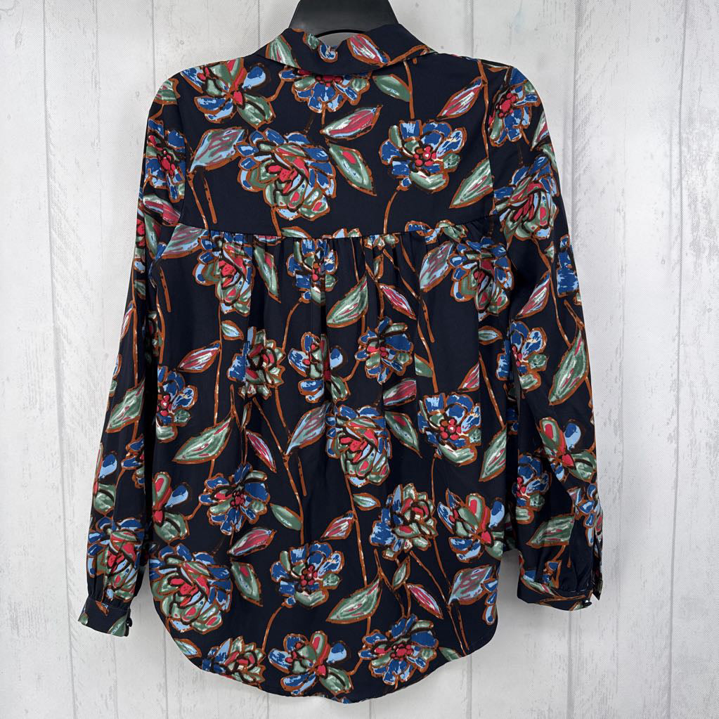 S/M flo print 1/2 button down l/s top