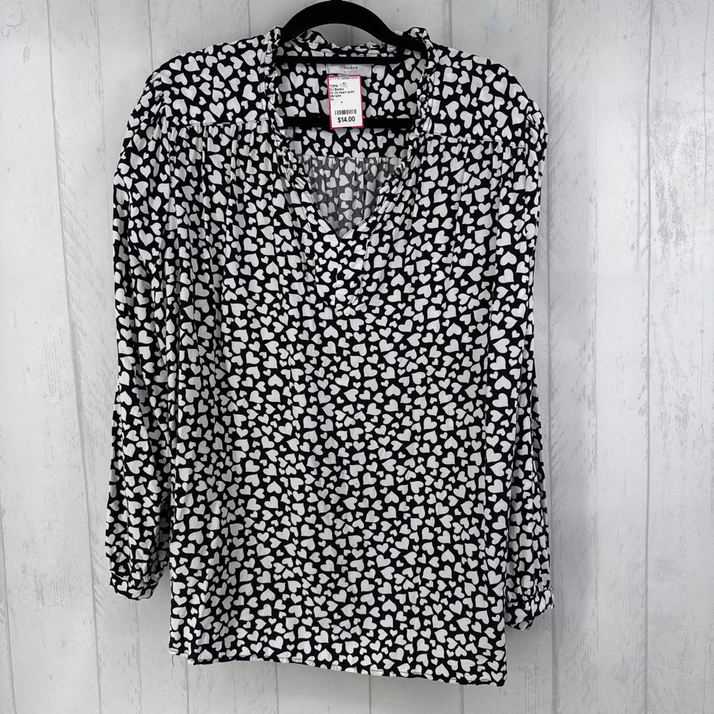 3x l/s heart print top