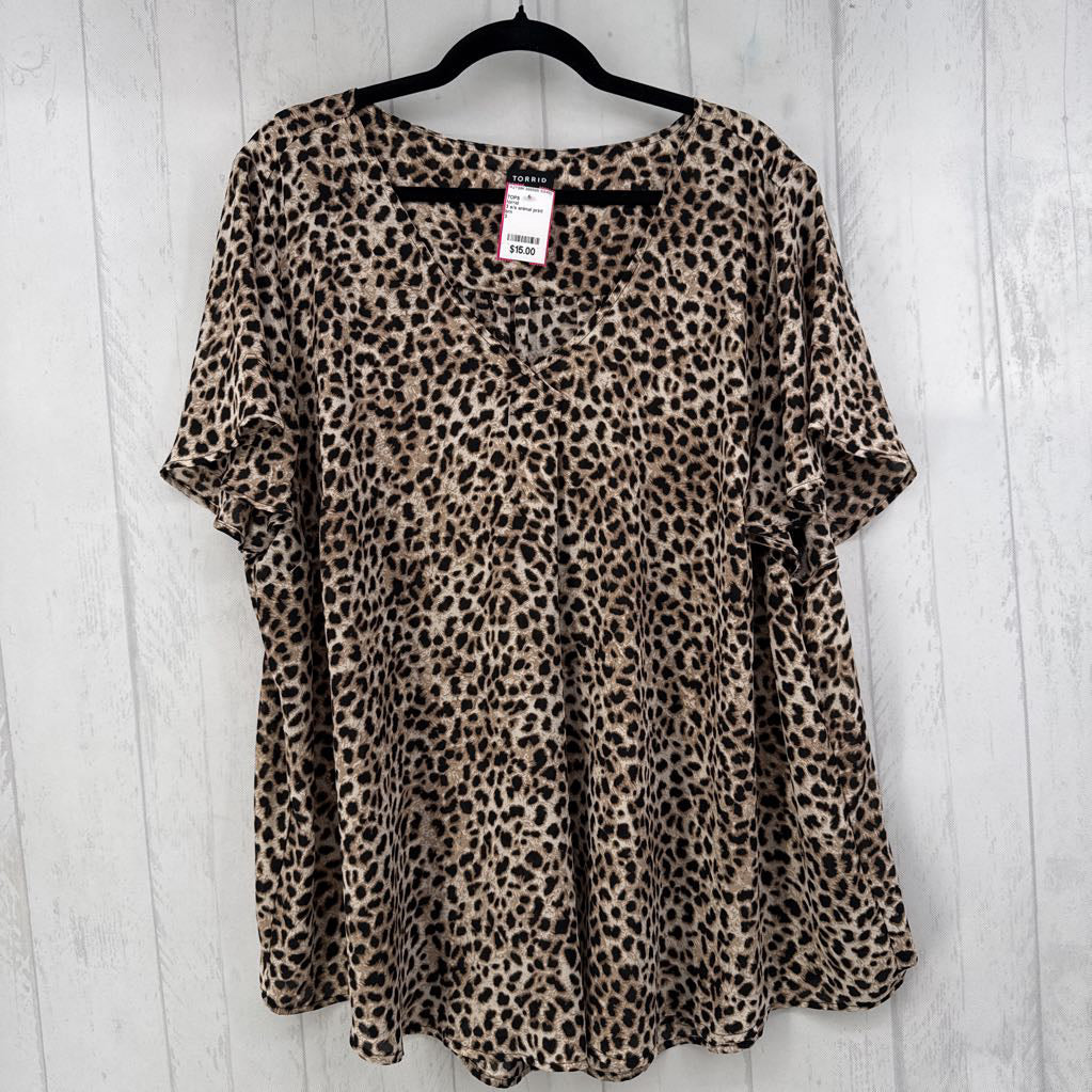 3 s/s animal print top