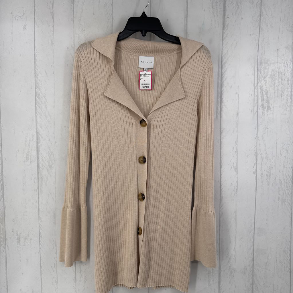 S rib knit button down cardi