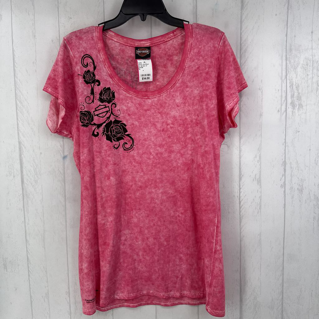 XL tie-dye w/ roses s/s tee