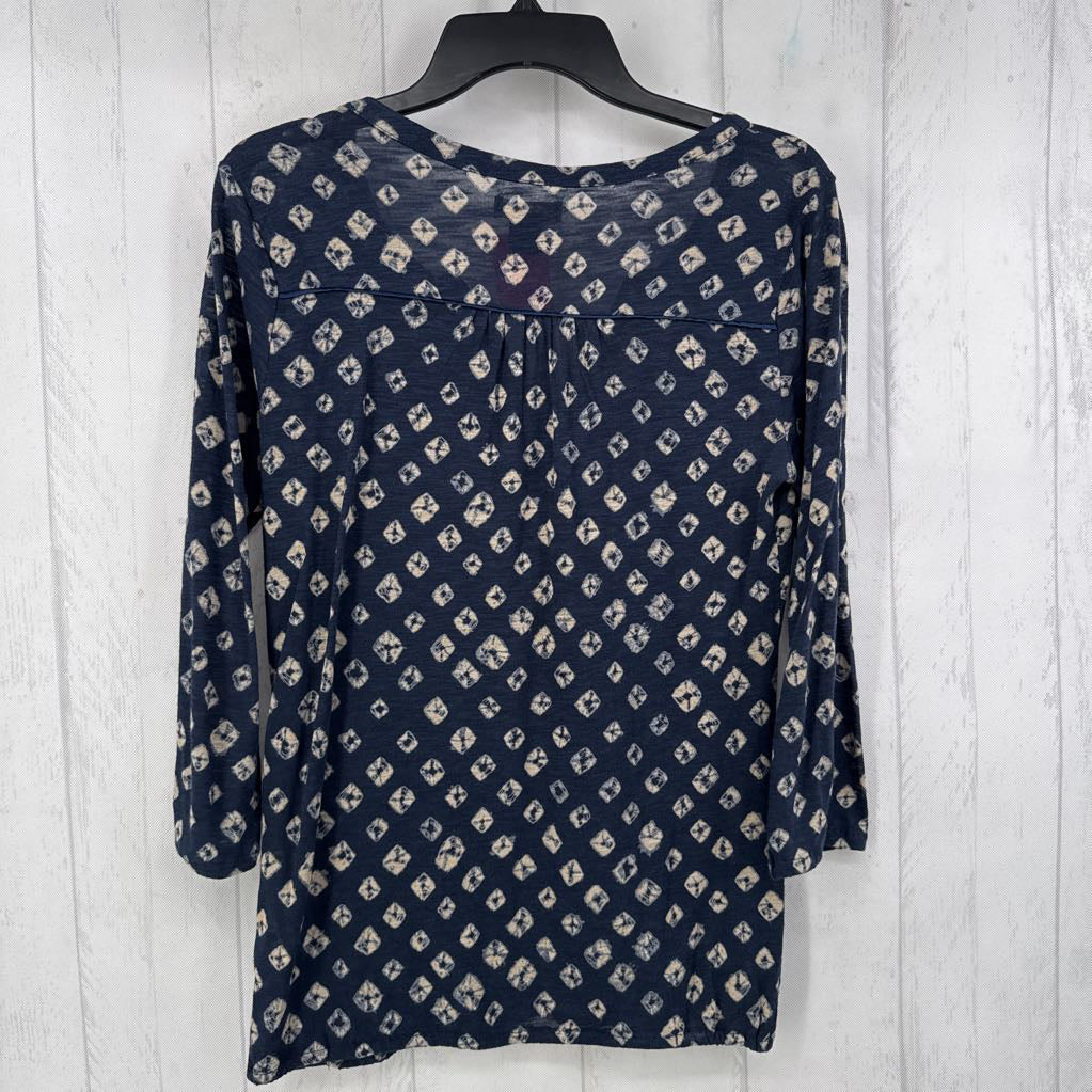S printed notch neck 3/4 slv top