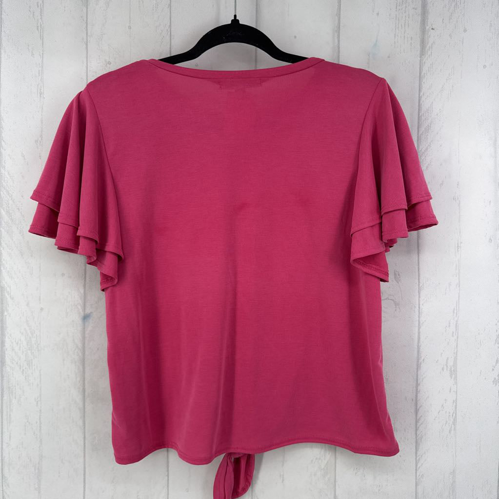 L tie front flutter slv top