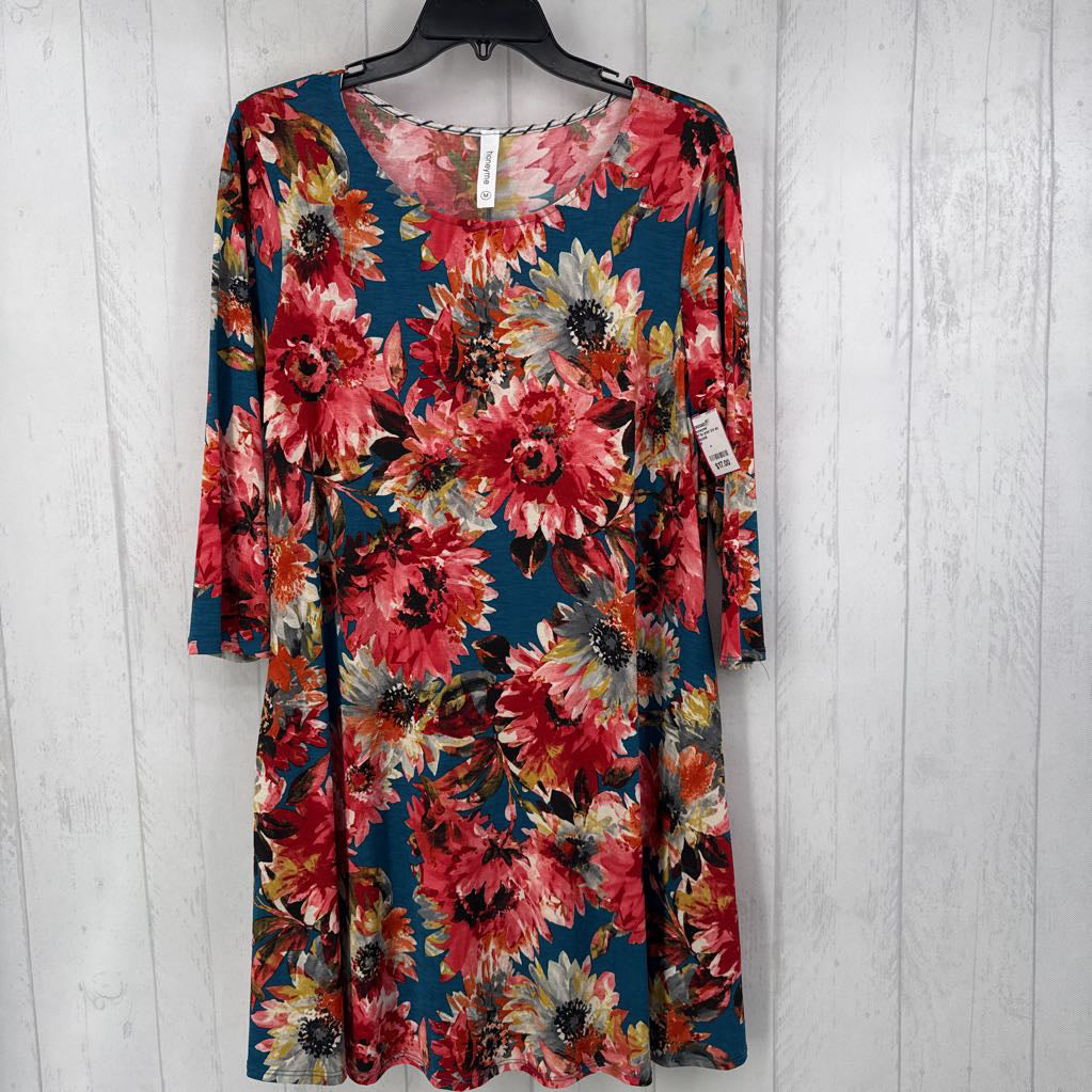 M flo print 3/4 slv dress