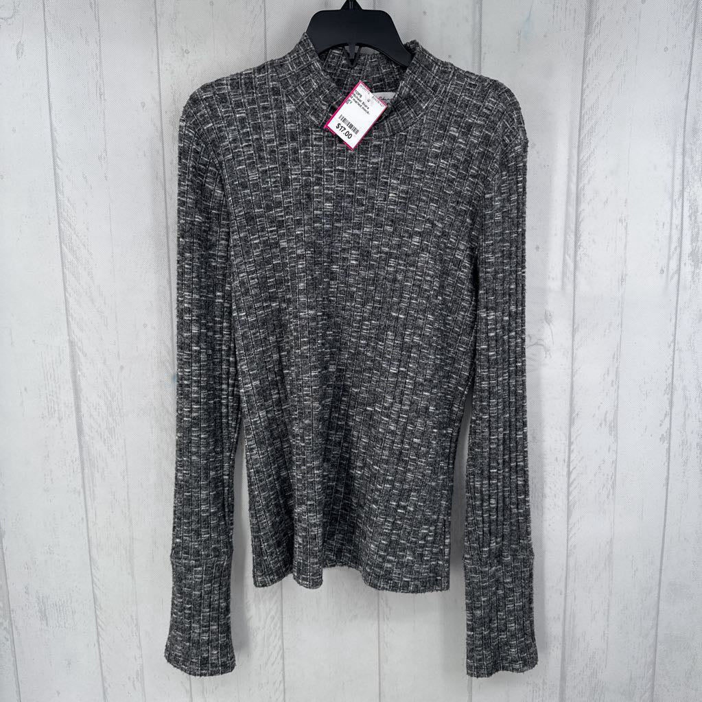 M marled mock-neck l/s top