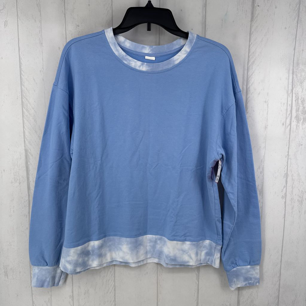 L crewneck sweatshirt w/tie-dye hem