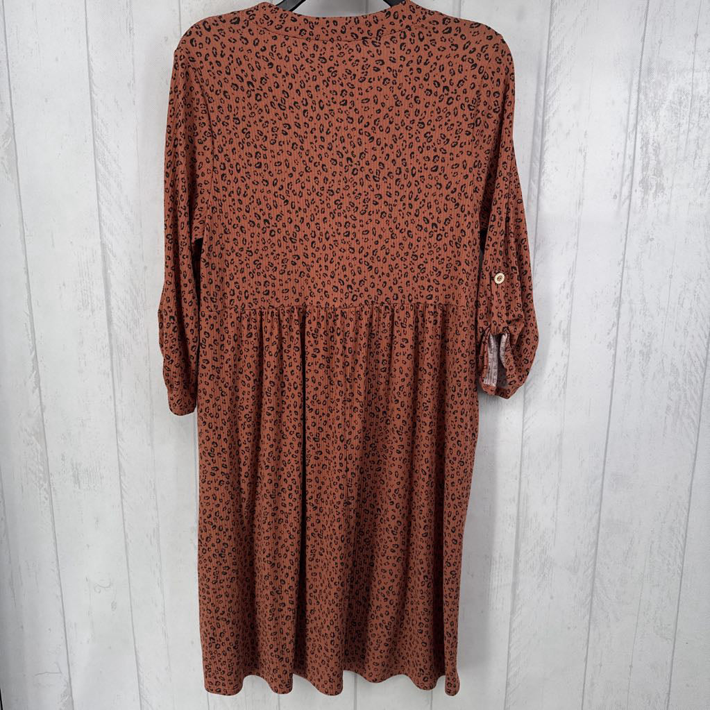 S animal print 3/4 slv dress