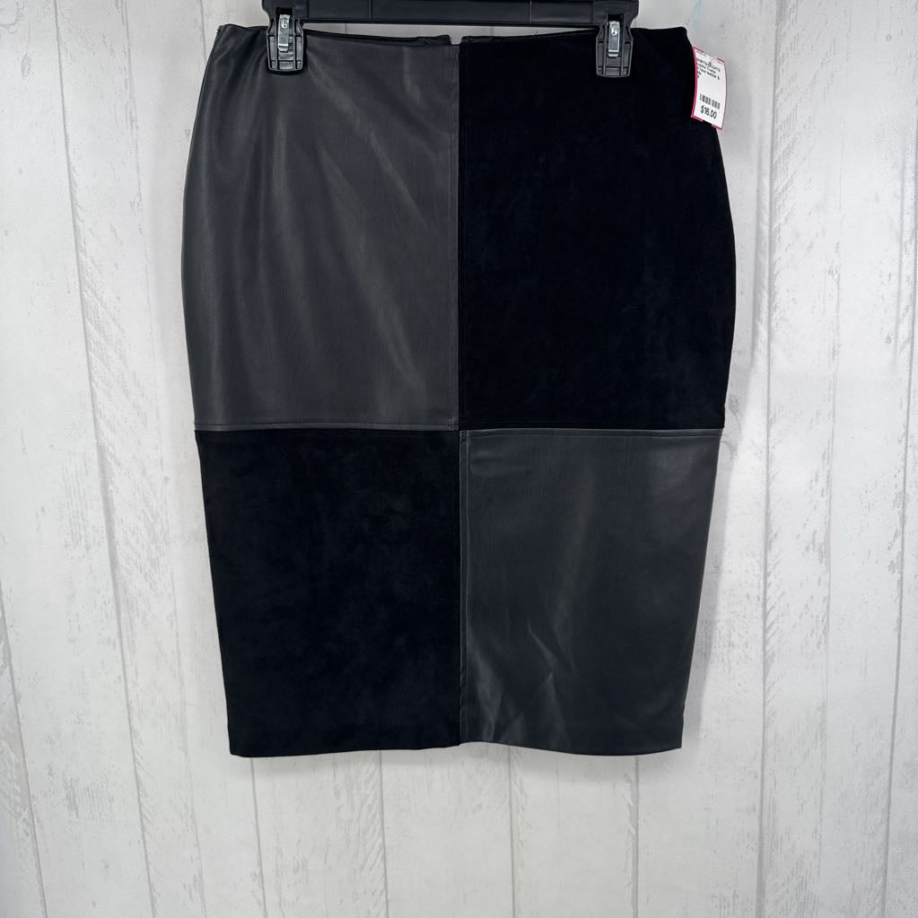 8 faux leather & suede skirt