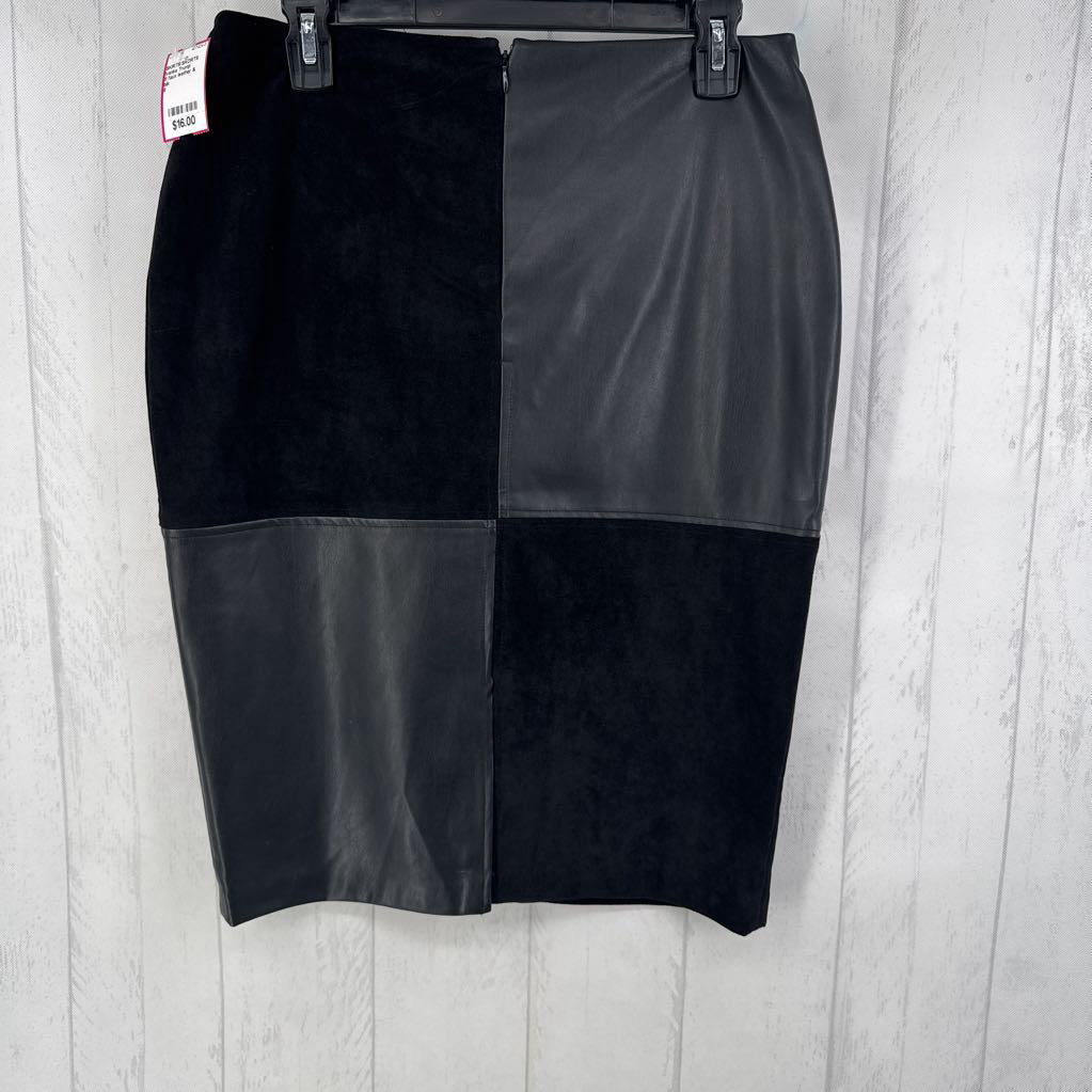 8 faux leather & suede skirt