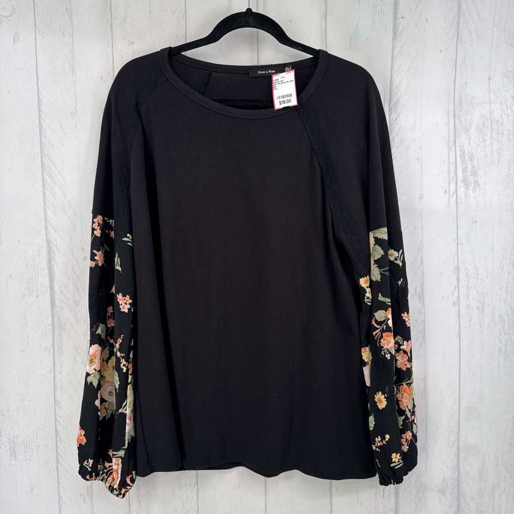 3XL flo print slv top