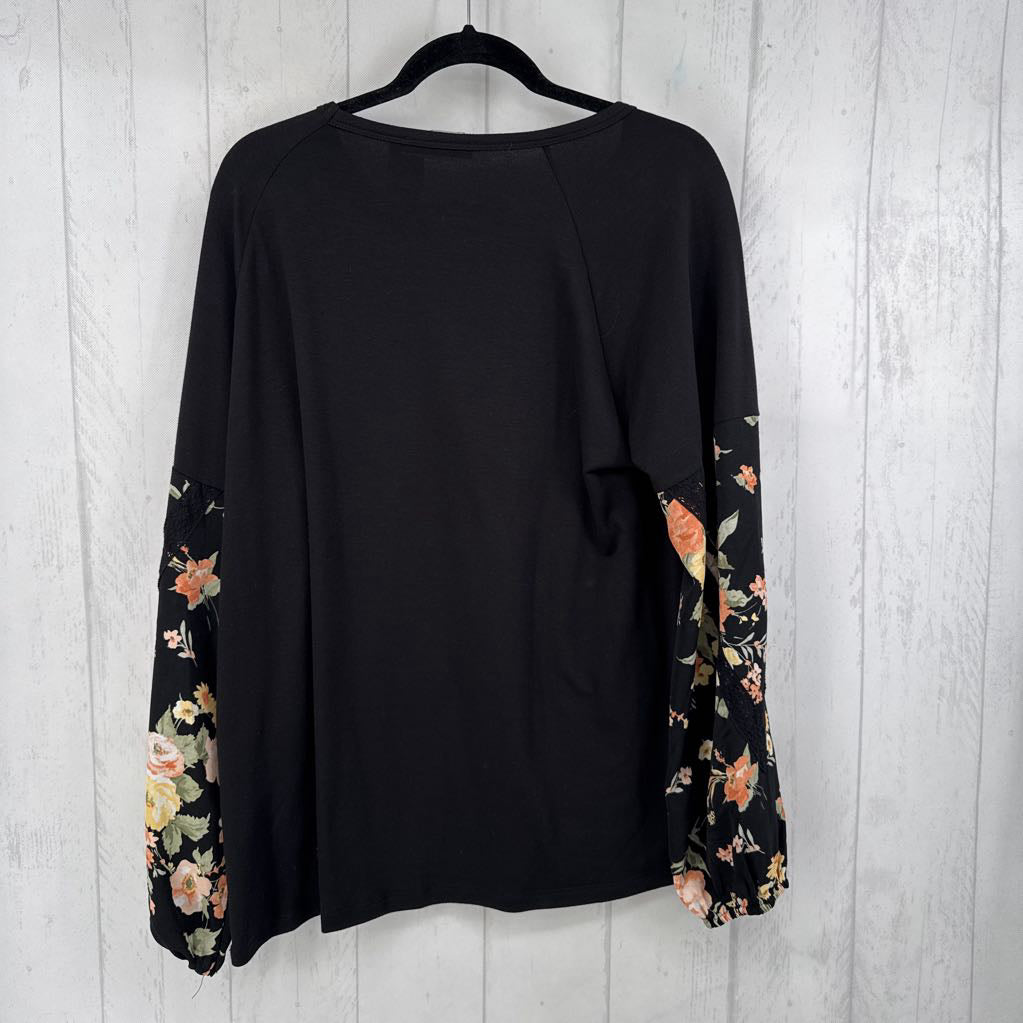 3XL flo print slv top