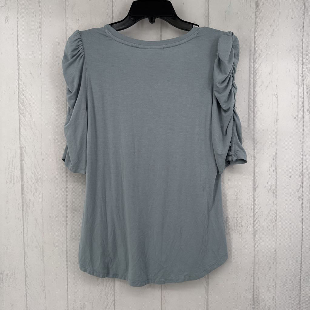 M ruched slv v-neck top