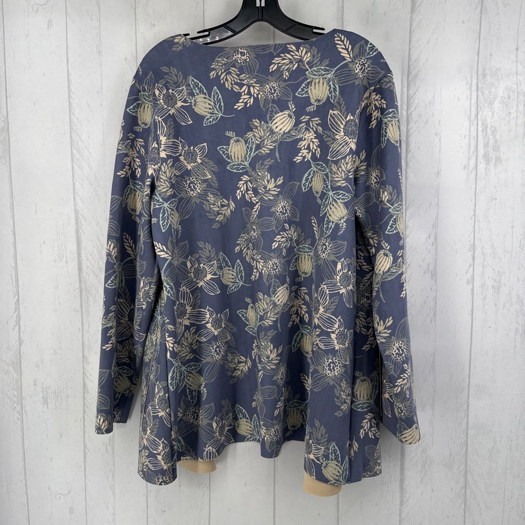 M l/s flower print open cardigan
