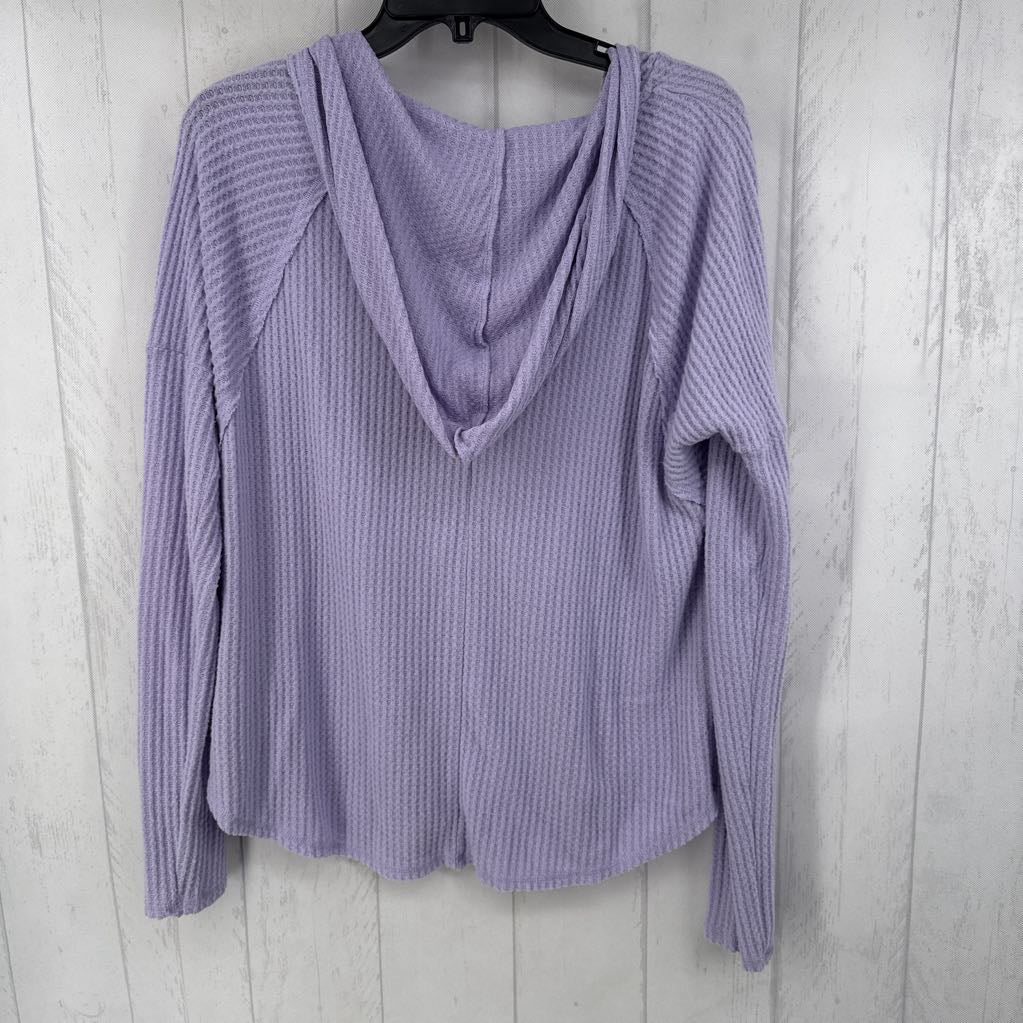 S waffle knit l/s top w/hood