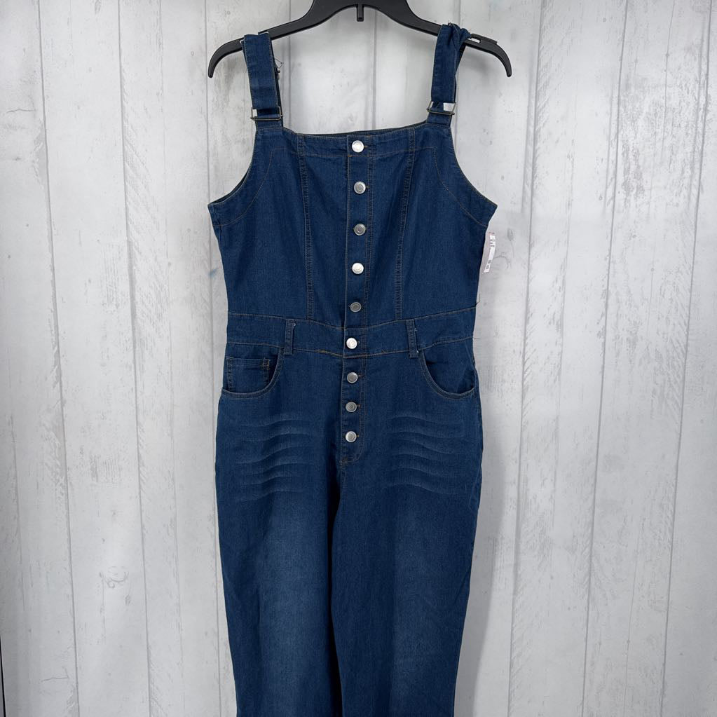 L denim flare leg overalls