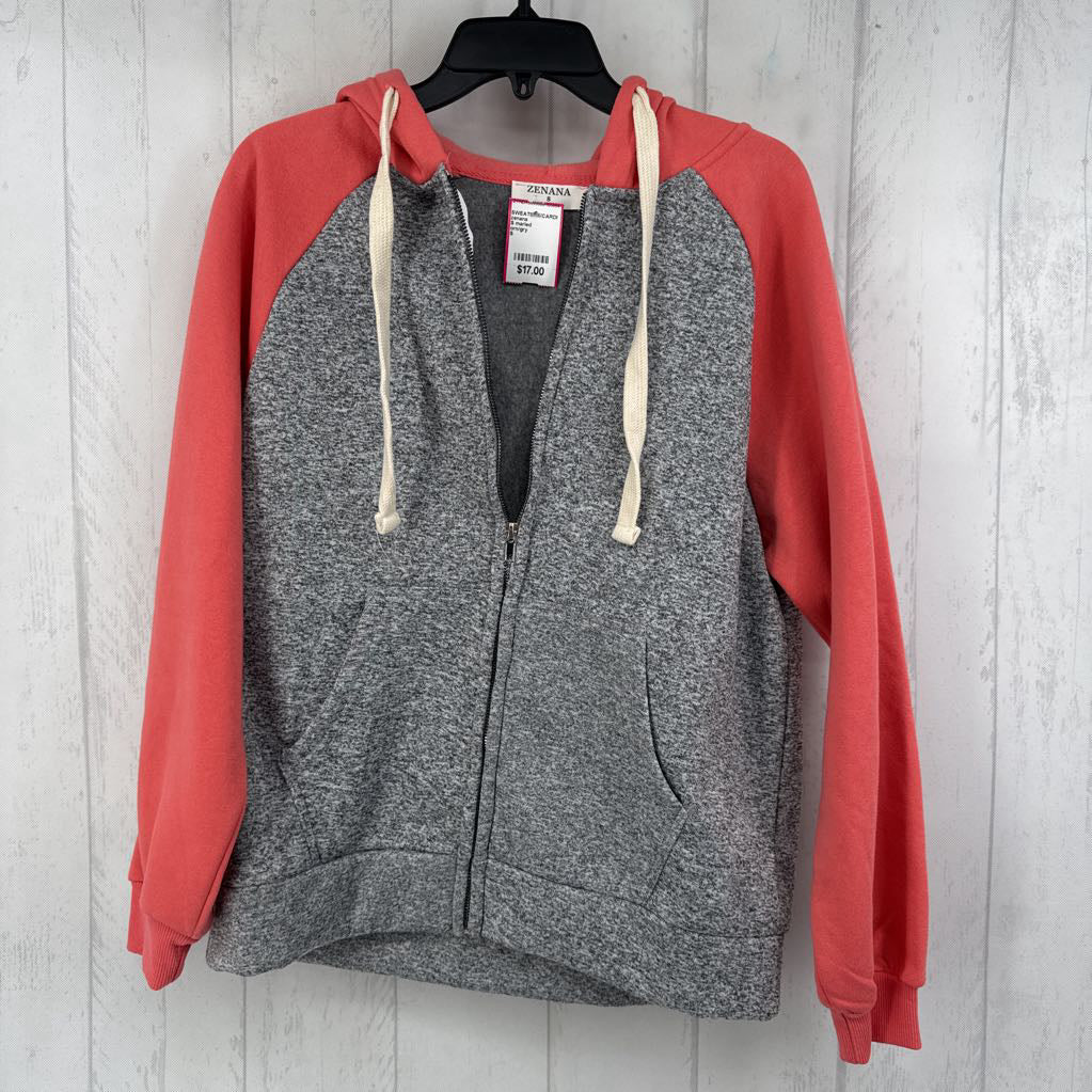 S marled colorblock zip-up hoodie
