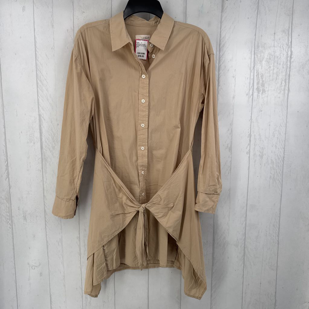 S button down tie front l/s tunic