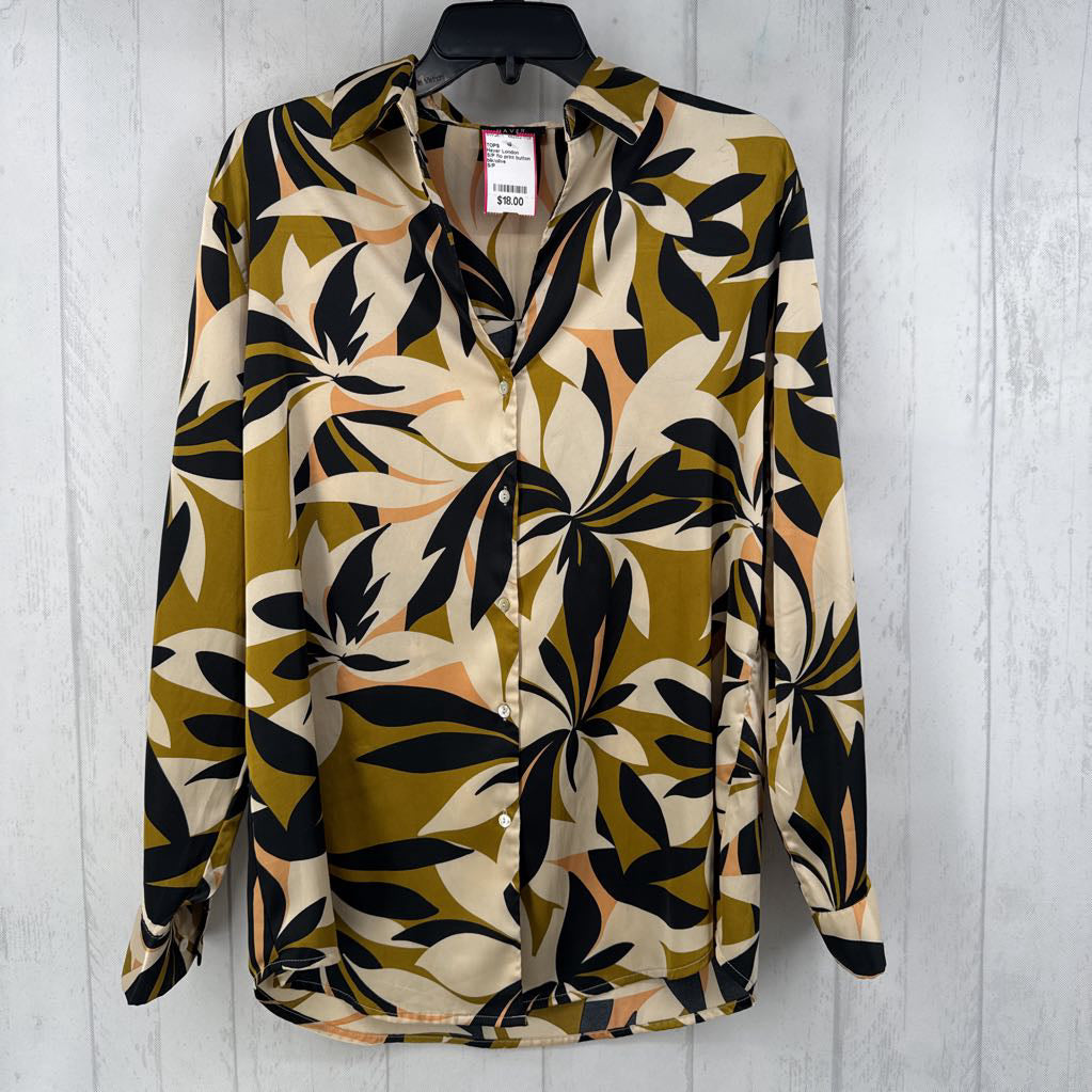 S/P flo print button down l/s top