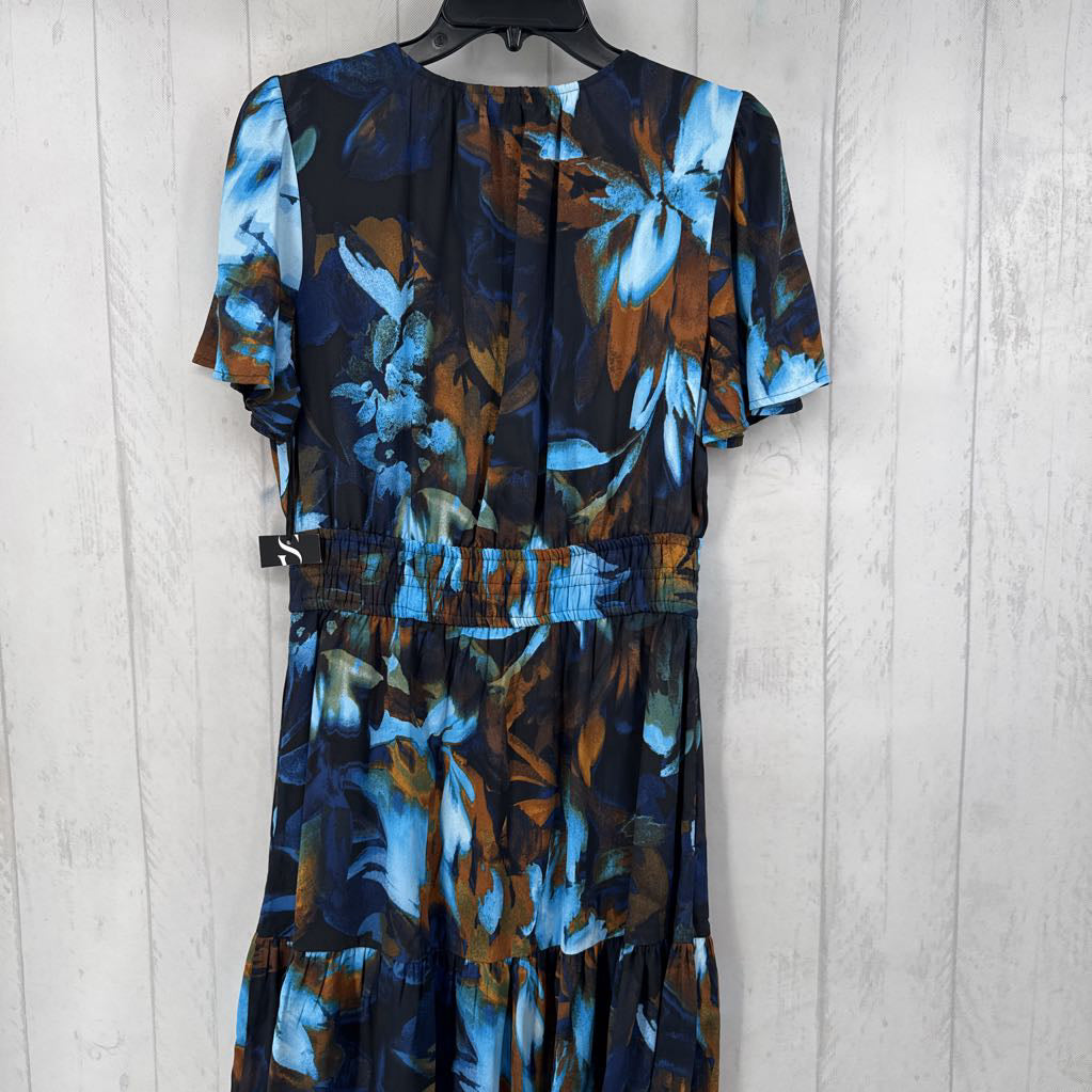 S flo print v-neck s/s dress