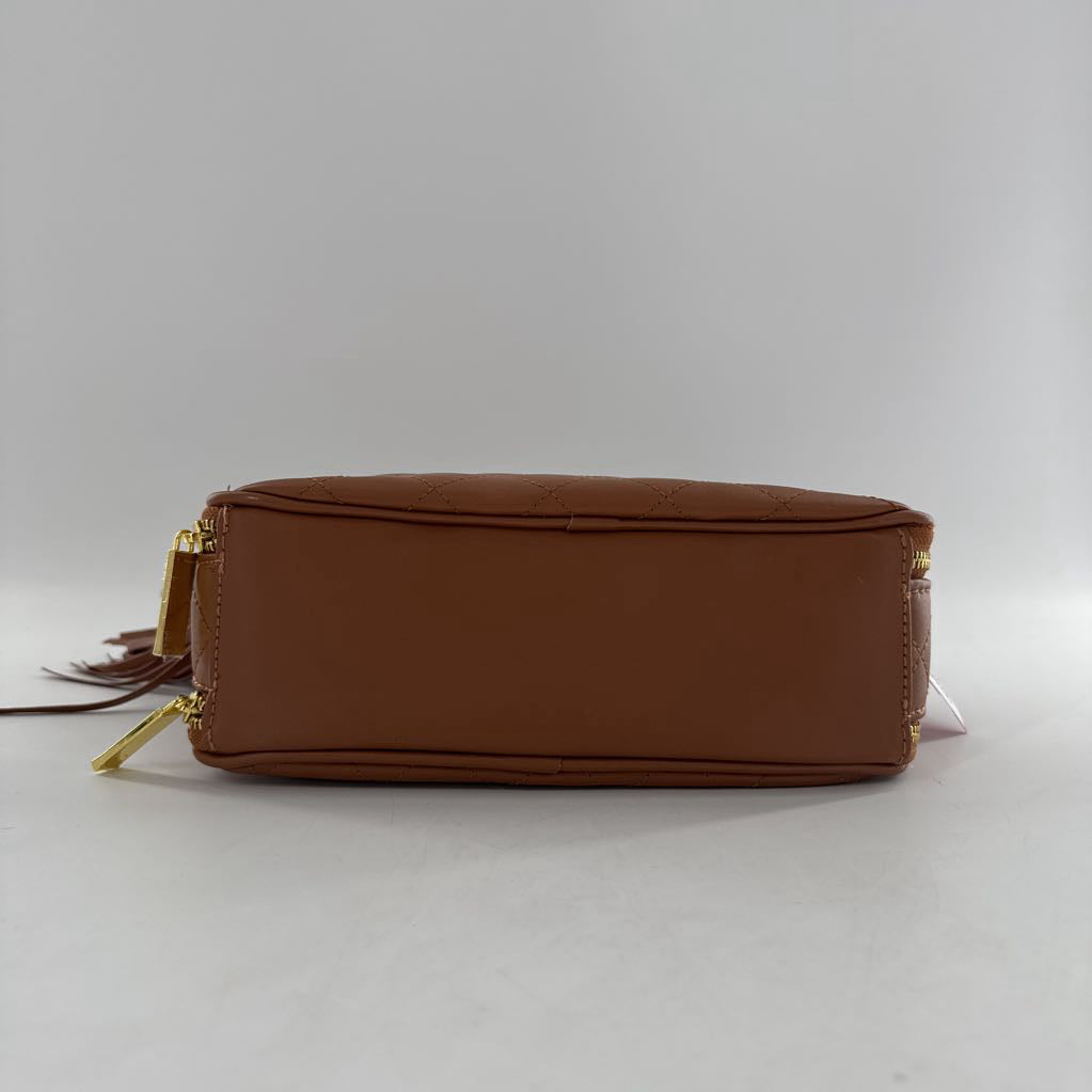 tassel quilted double zip crossbody