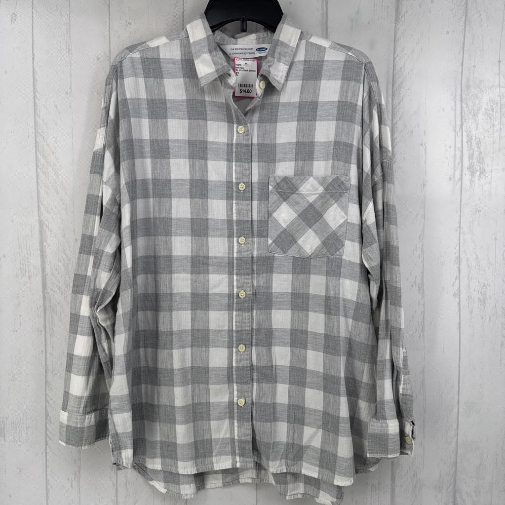 XL l/s check button shirt
