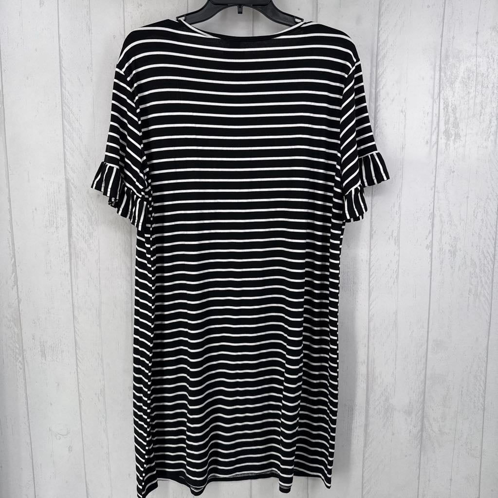 XL striped ruffle slv dress