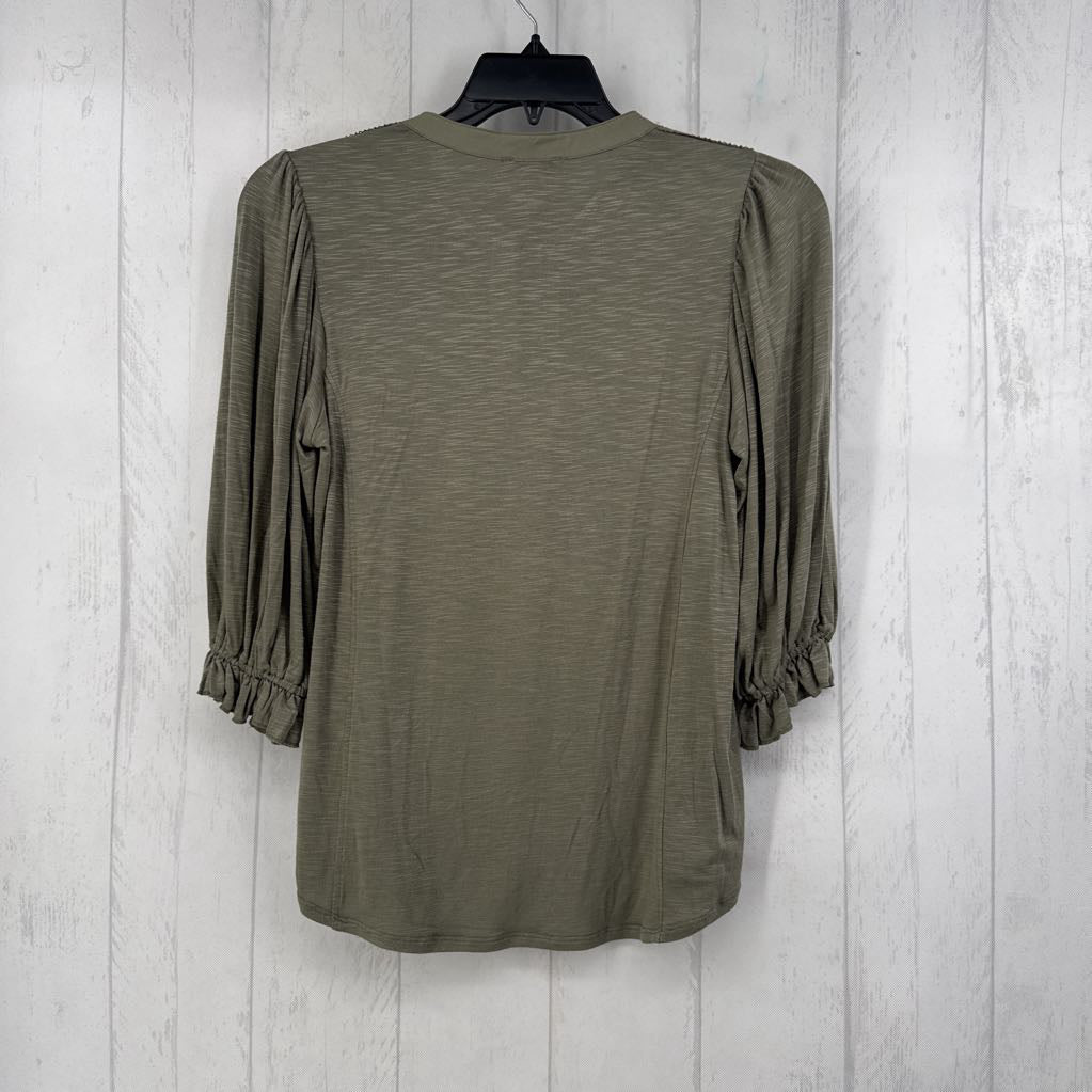 XS l/s embroidered button shirt