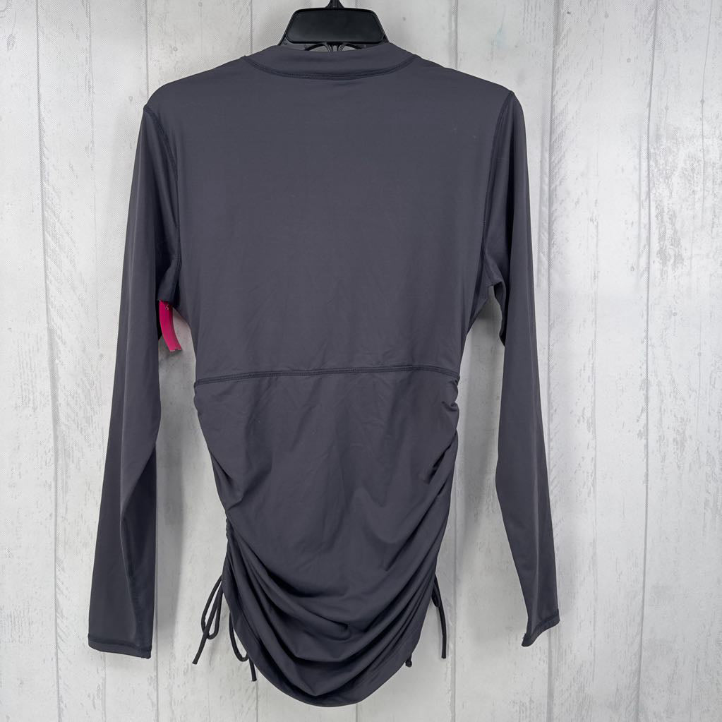 L 1/2 zip ruched l/s top