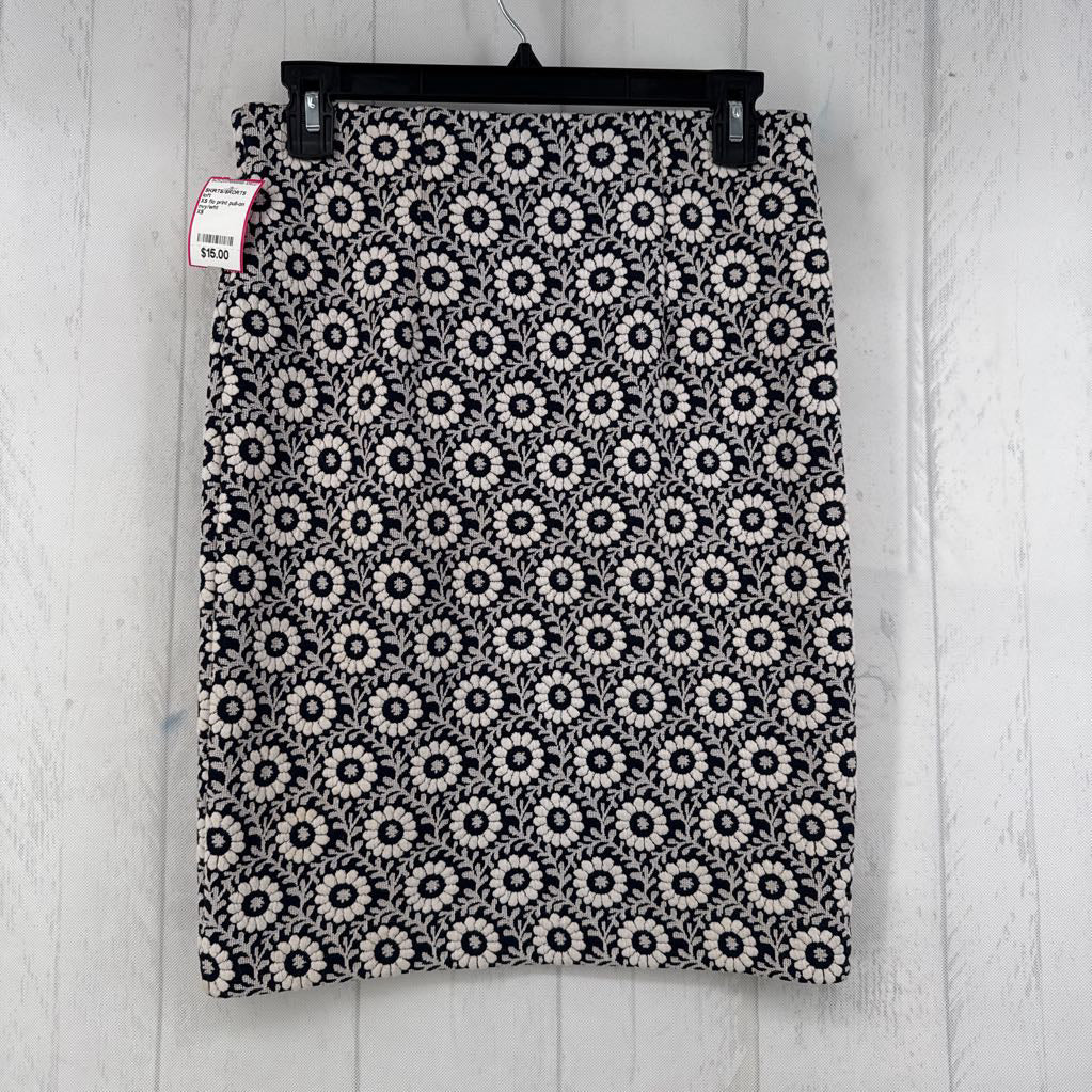 XS flo print pull-on skirt