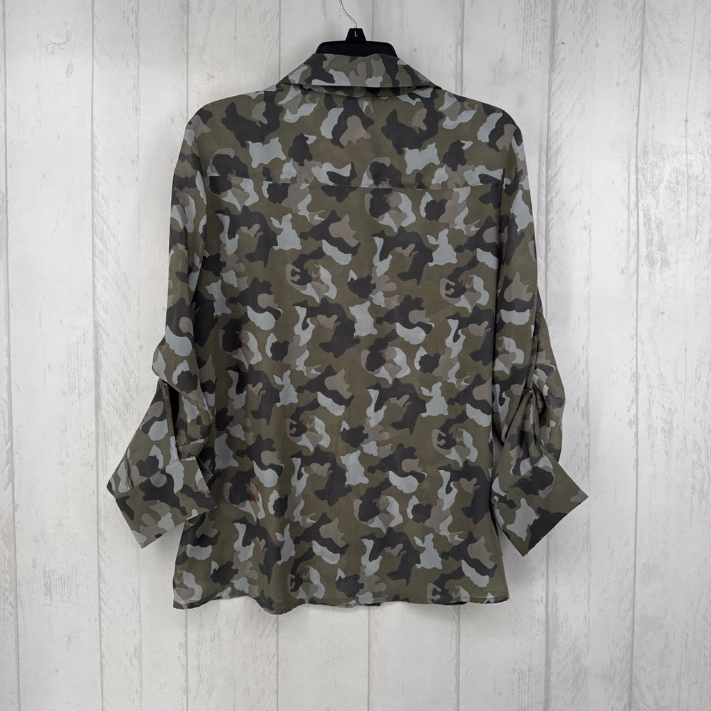 L camo printbutton down l/s top