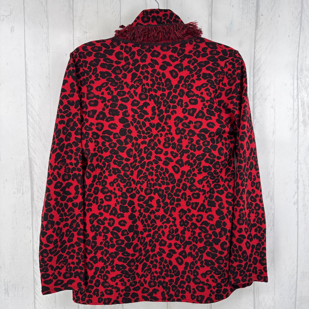 M animal print open front cardi