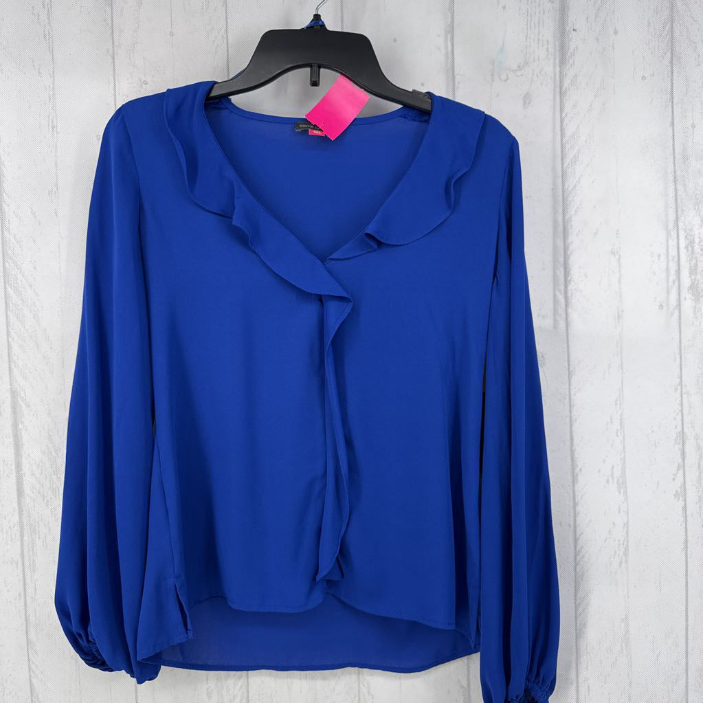 R79 XXS ruffled v-neck l/s top