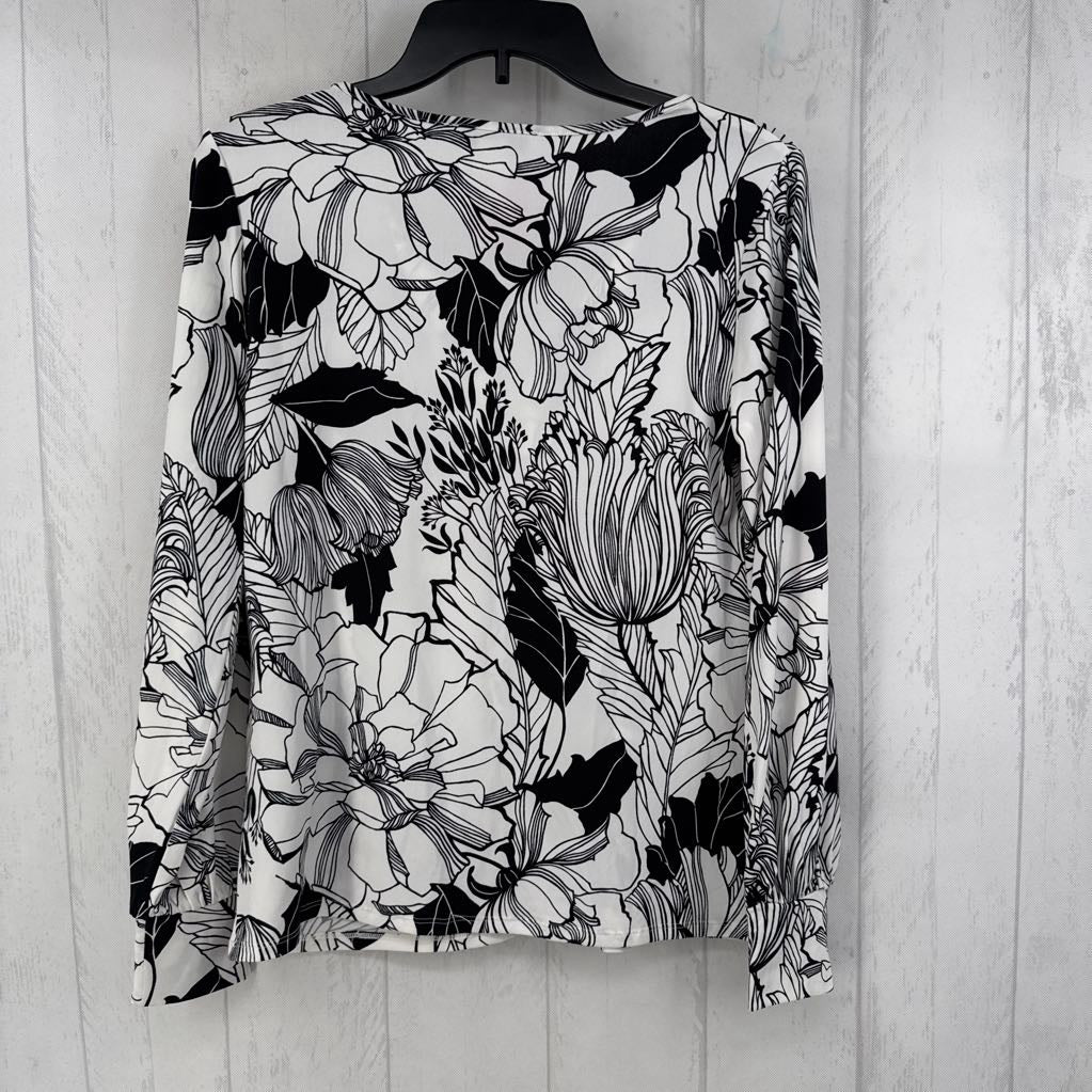 R54 S flo print tie front l/s top