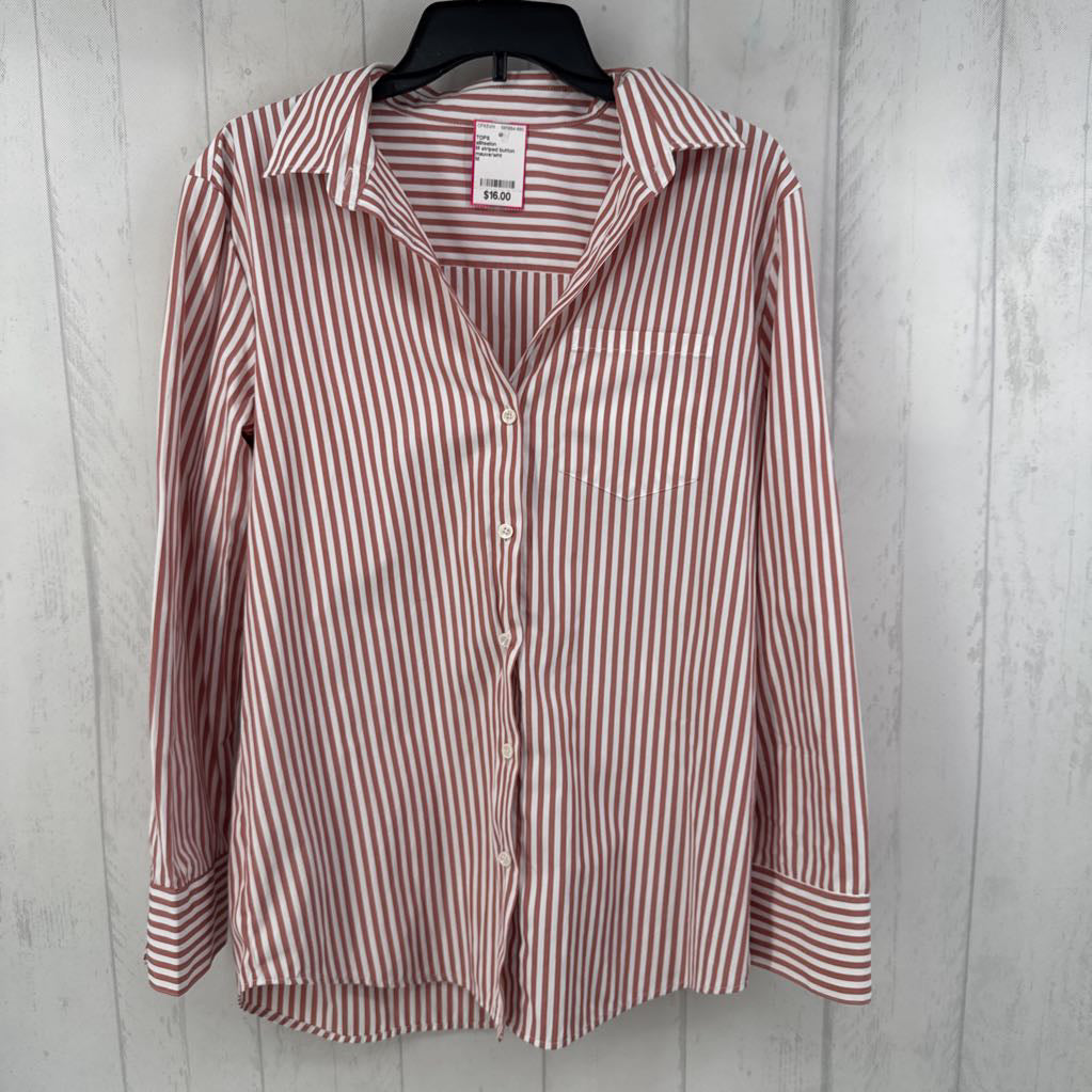 M striped button down l/s top