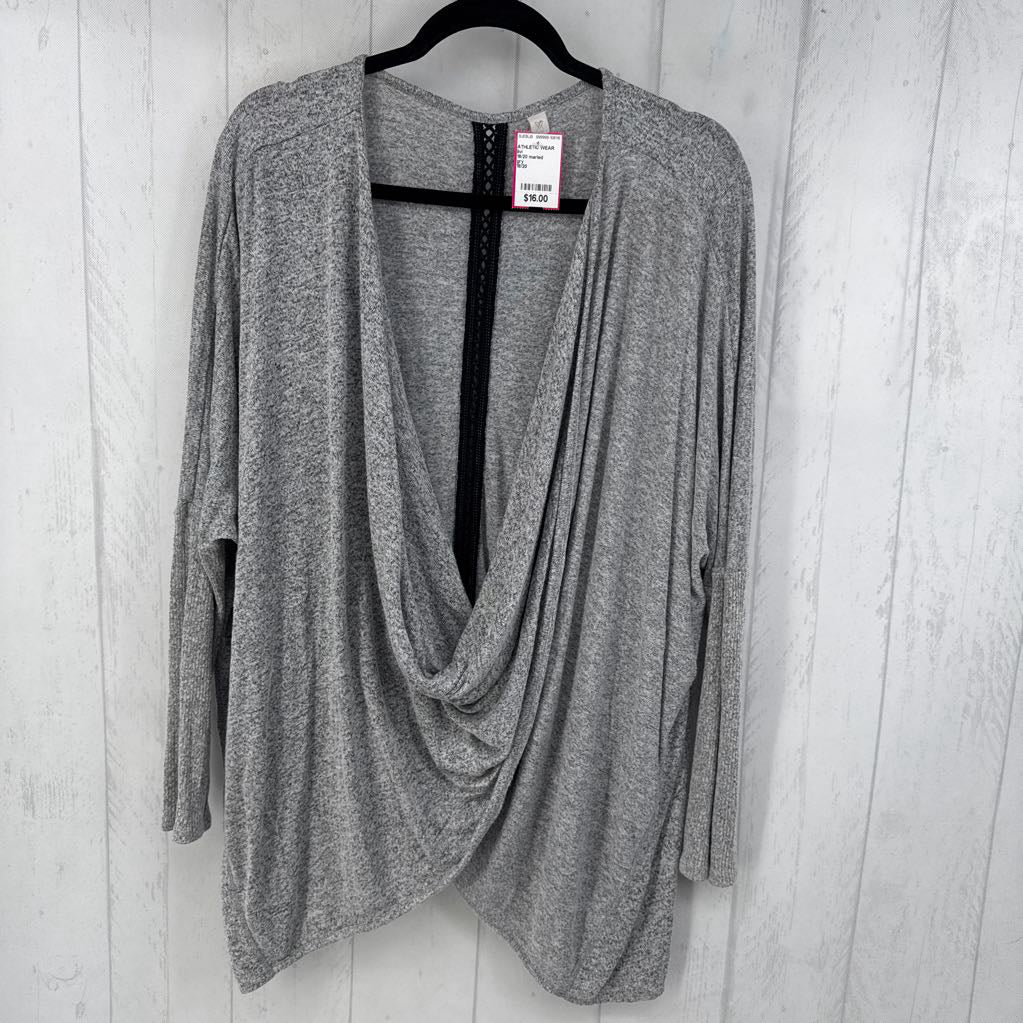 18/20 marled draped neck l/s top