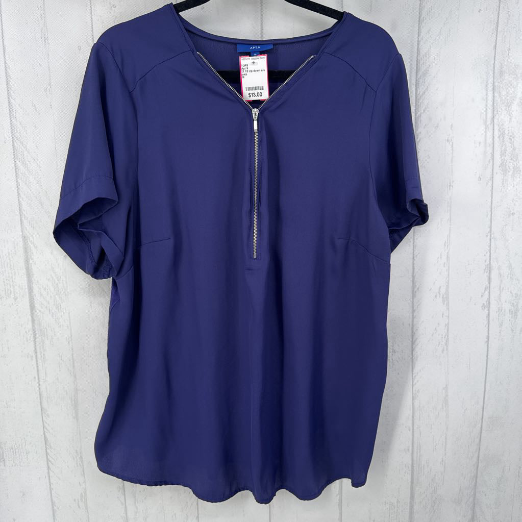 1X 1/2 zip down s/s top