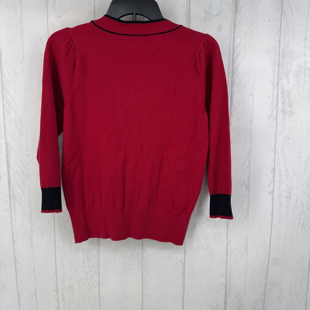 S bow front 3/4 slv sweater