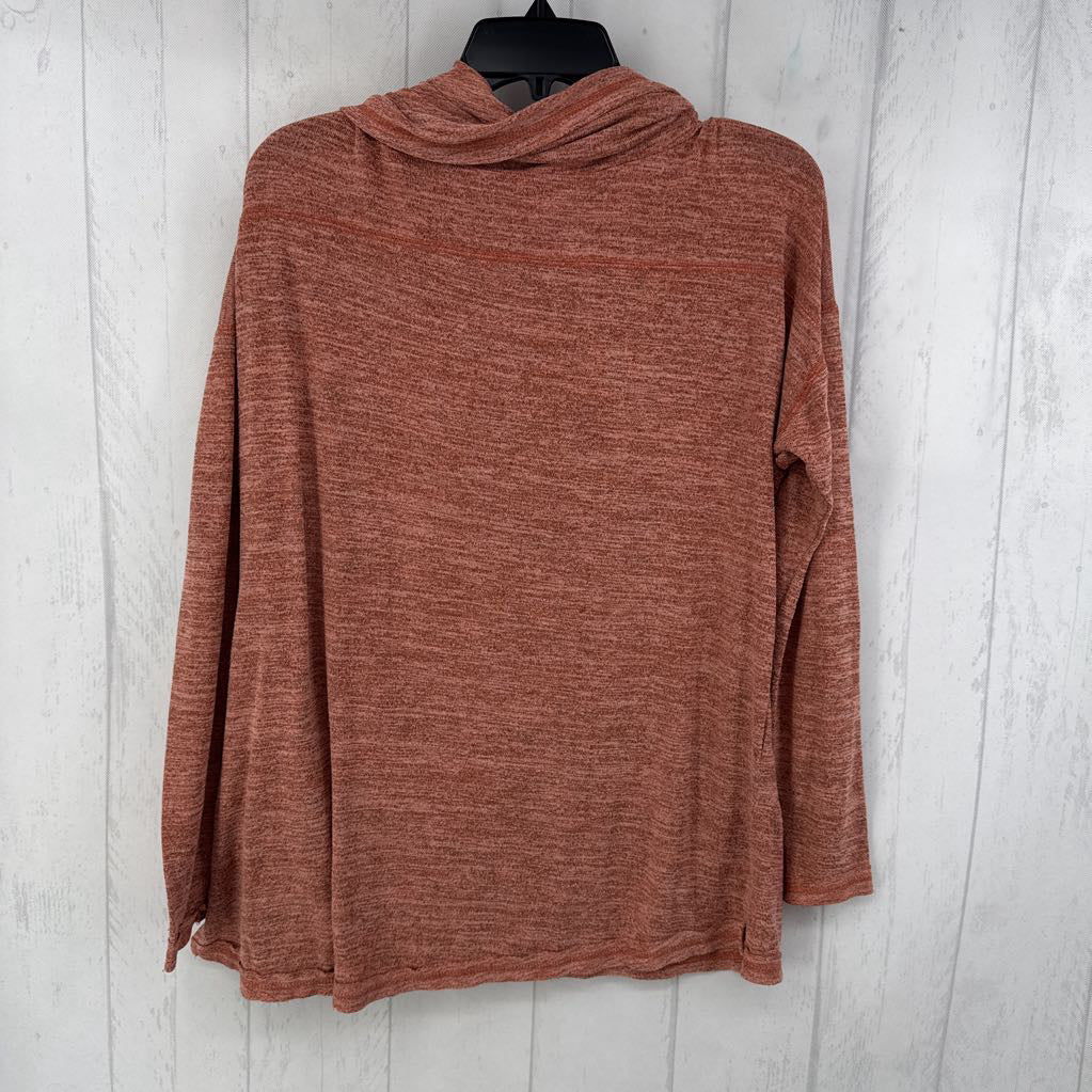S marled cowl neck l/s top
